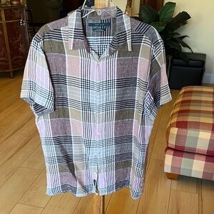 Perry Ellis Multicolor Plaid Button Down Shirt size large